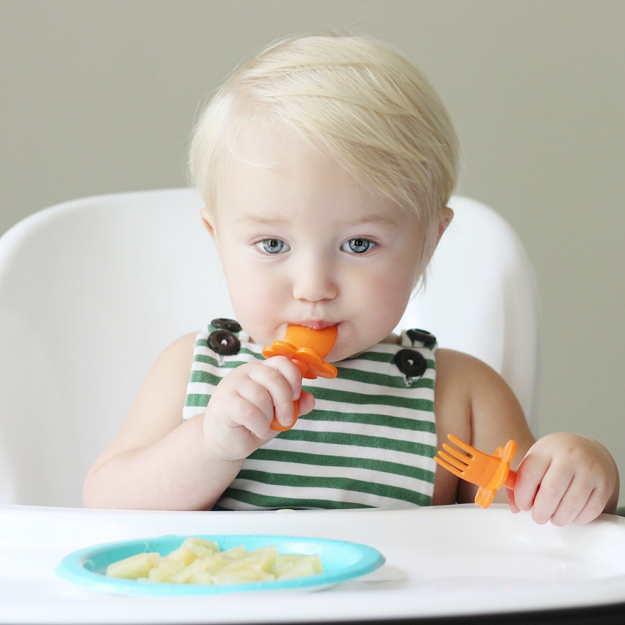 Grabease Toddler Silverware Toddler Spoons and Forks Baby Silverware Baby  For and Spoons, BPA-Free & Phthalate-Free for Baby & Toddler, 1 Set, Orange