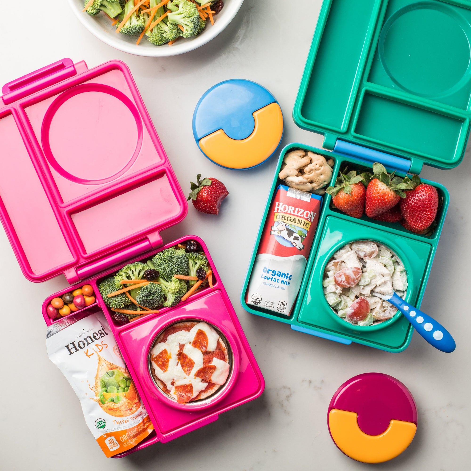 OmieBox Bento Box for Kids - Insulated Bento Lunch Box with Leak Proof  Thermos Food Jar - 3 Compartments, Two Temperature Zones - (Sunshine)  (Single)