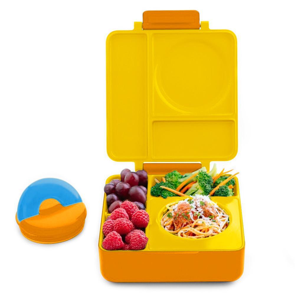 OmieBox Bento Box for Kids - Insulated Bento Lunch Box with Leak Proof  Thermos Food Jar - 3 Compartments, Two Temperature Zones - (Sunshine)  (Single)